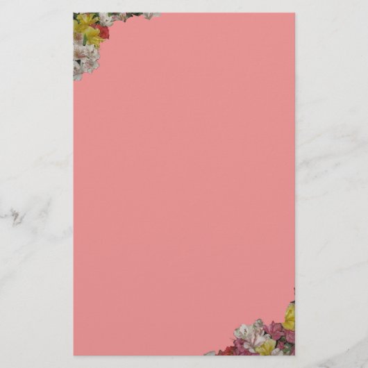 Multicolor Flowers op roze banketbakkerswerk Briefpapier (Voorkant)