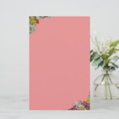 Multicolor Flowers op roze banketbakkerswerk Briefpapier (Staand voorkant)