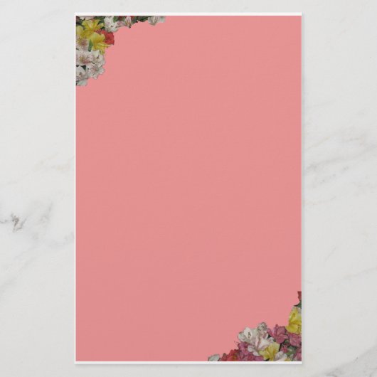 Multicolor Flowers op roze banketbakkerswerk Briefpapier (Voorkant)