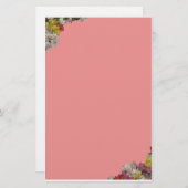 Multicolor Flowers op roze banketbakkerswerk Briefpapier (Voorkant / Achterkant)