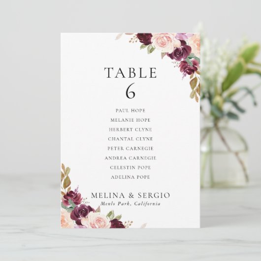 Multicolor Flowers Tabel 6 Zitkaartje Kaart (Staand voorkant)