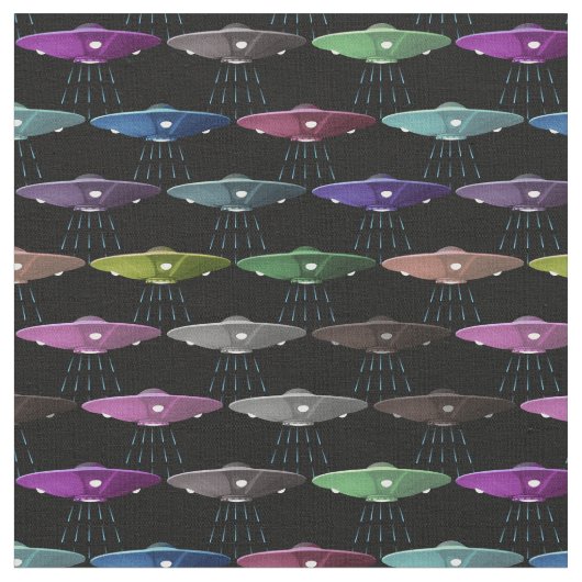 Multicolor Flying Saucers UFOs Stof (Close Up)