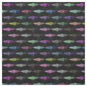 Multicolor Flying Saucers UFOs Stof (Swatch)