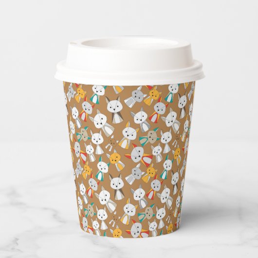 MultiColor Fox Cartoon Papieren Bekers (Achterkant)