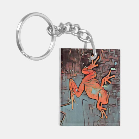 Multicolor Frog Sleutelhanger Oranje Square (Voorkant Links)