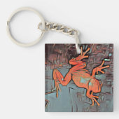 Multicolor Frog Sleutelhanger Oranje Square (Voorkant)