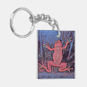 Multicolor Frog Sleutelhanger Rood vierkant (Voorkant Links)