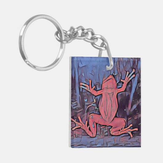 Multicolor Frog Sleutelhanger Rood vierkant (Voorkant Links)