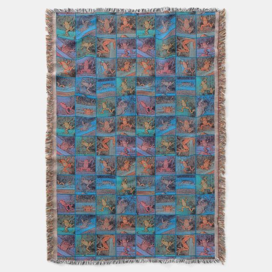 Multicolor Frog Throw Blanket Deken (Voorkant Verticaal)