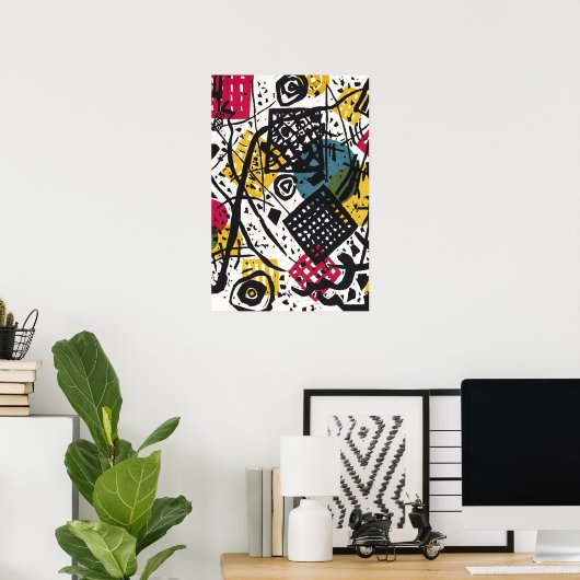 Multicolor Funky Abstracte kunst Poster (Thuiskantoor)