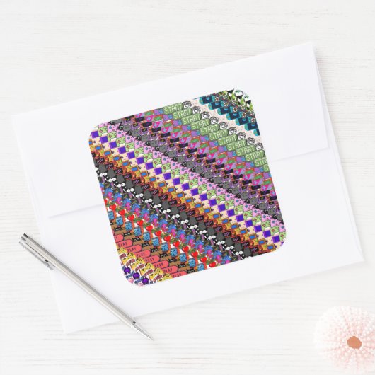 Multicolor Gamer Video Game Cat Pattern Sticker (Envelop)