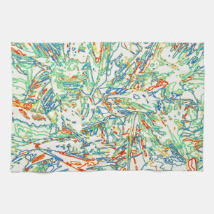 Multicolor gebogen lijnpatroon - Retro kleur Theedoek