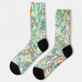 Multicolor gebogen lijnpatroon - Retro kleuren Sokken (Links)