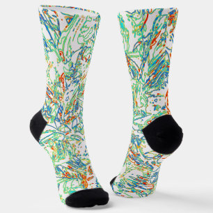 Multicolor gebogen lijnpatroon - Retro kleuren Sokken