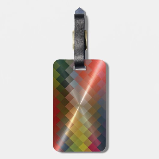 Multicolor Geometric Diamond Pattern 2 Bagagelabel (Achterkant verticaal)
