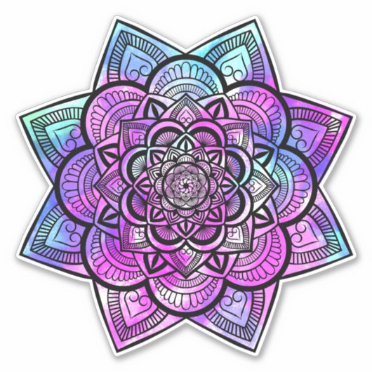 Multicolor Geometric Floral Mandala Art Sticker (Voorkant)