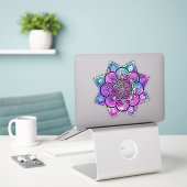 Multicolor Geometric Floral Mandala Art Sticker (Laptop op bureau)