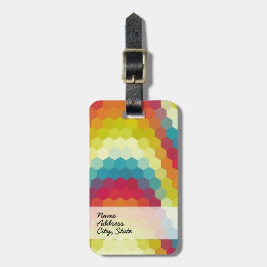 Multicolor Geometric Hexagon Pattern Bagagelabel (Voorkant verticaal)