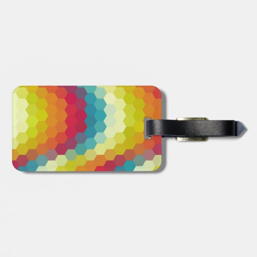 Multicolor Geometric Hexagon Pattern Bagagelabel (Achterkant horizontaal)