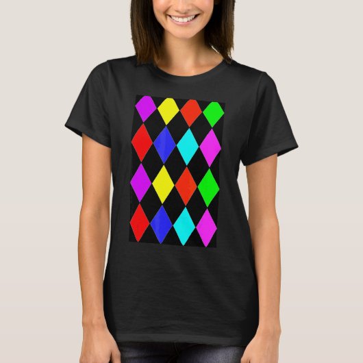 Multicolor Geometric Large Harlequin Pattern T-shirt (Voorkant)