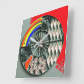 Multicolor Geometric Quilling-Style Mandala Vierkante Klok (Hoek)