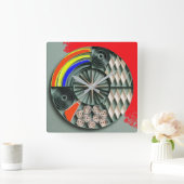 Multicolor Geometric Quilling-Style Mandala Vierkante Klok (Huis)