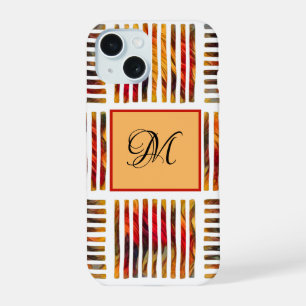 Multicolor Geometrisch Abstract Streep Monogram iPhone 15 Case
