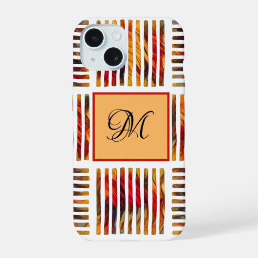 Multicolor Geometrisch Abstract Streep Monogram iPhone 15 Case (Achterkant)