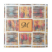 Multicolor Geometrisch Abstract Streepmonogram Tegeltje (Voorkant)