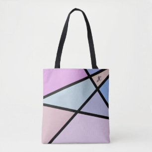 Multicolor geometrische lijnen en vormen tote bag