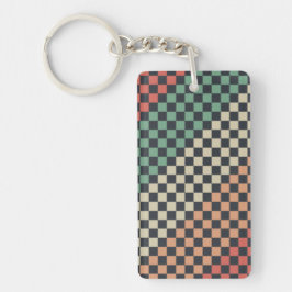 Multicolor geruite stijl sleutelhanger