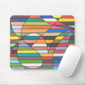 Multicolor gestreepte abstract met gebogen geometr muismat (Met muis)