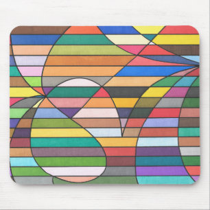 Multicolor gestreepte abstract met gebogen geometr muismat