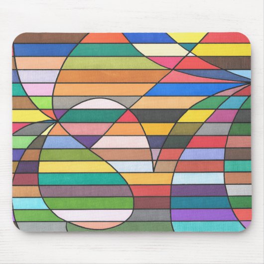 Multicolor gestreepte abstract met gebogen geometr muismat (Voorkant)