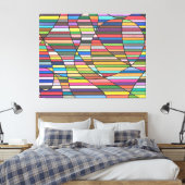 Multicolor gestreepte abstract met vloeiende curve canvas afdruk (Insitu (Slaapkamer))