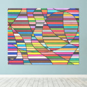 Multicolor gestreepte abstract met vloeiende curve canvas afdruk (Insitu (Houten vloer))