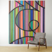 Multicolor gestreepte abstracte stromende zwarte c wandkleed (In situ)