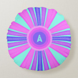 Multicolor gestreepte monogram rond kussen