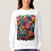 Multicolor Gewatteerd Haak T-shirt (Voorkant)