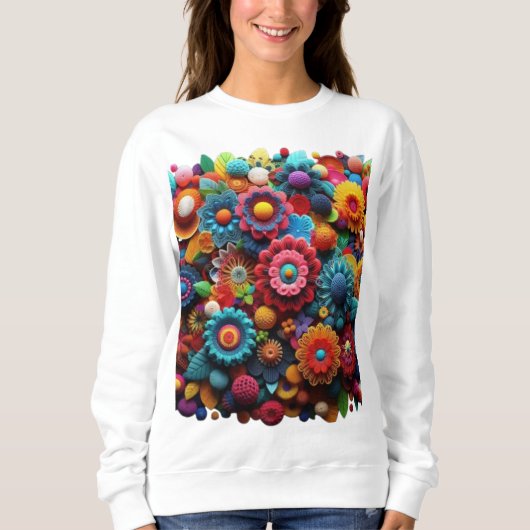 Multicolor Gewatteerd Haak T-shirt (Voorkant)