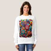 Multicolor Gewatteerd Haak T-shirt (Voorkant volledig)