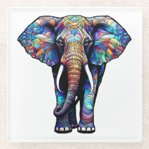 Multicolor Glas in lood Elephant 3 Glazen Onderzetter