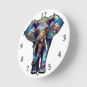 Multicolor Glas in lood Elephant 3 Ronde Klok (Hoek)