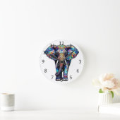Multicolor Glas in lood Elephant 3 Ronde Klok (Huis)
