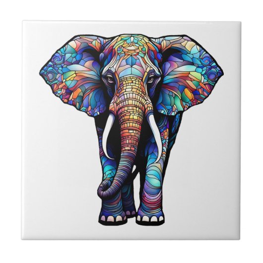 Multicolor Glas in lood Elephant 3 Tegeltje (Voorkant)