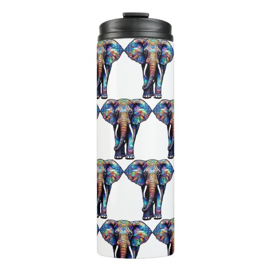 Multicolor Glas in lood Elephant 3 Thermosbeker (Voorkant)