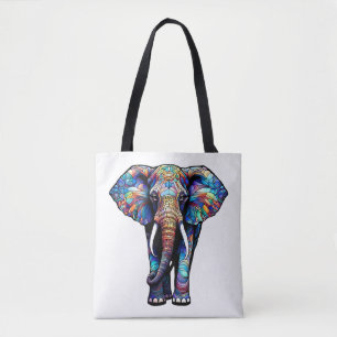 Multicolor Glas in lood Elephant 3 Tote Bag