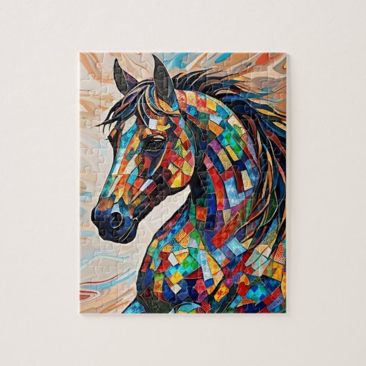 Multicolor Glas in lood Mozaïek Paard 15 Legpuzzel (Verticaal)
