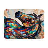Multicolor Glas in lood Mozaïek Paard 15 Magneet (Horizontaal)