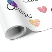 Multicolor Glitter Hearts Girly Wrapping Paper Cadeaupapier (Rol Hoek)